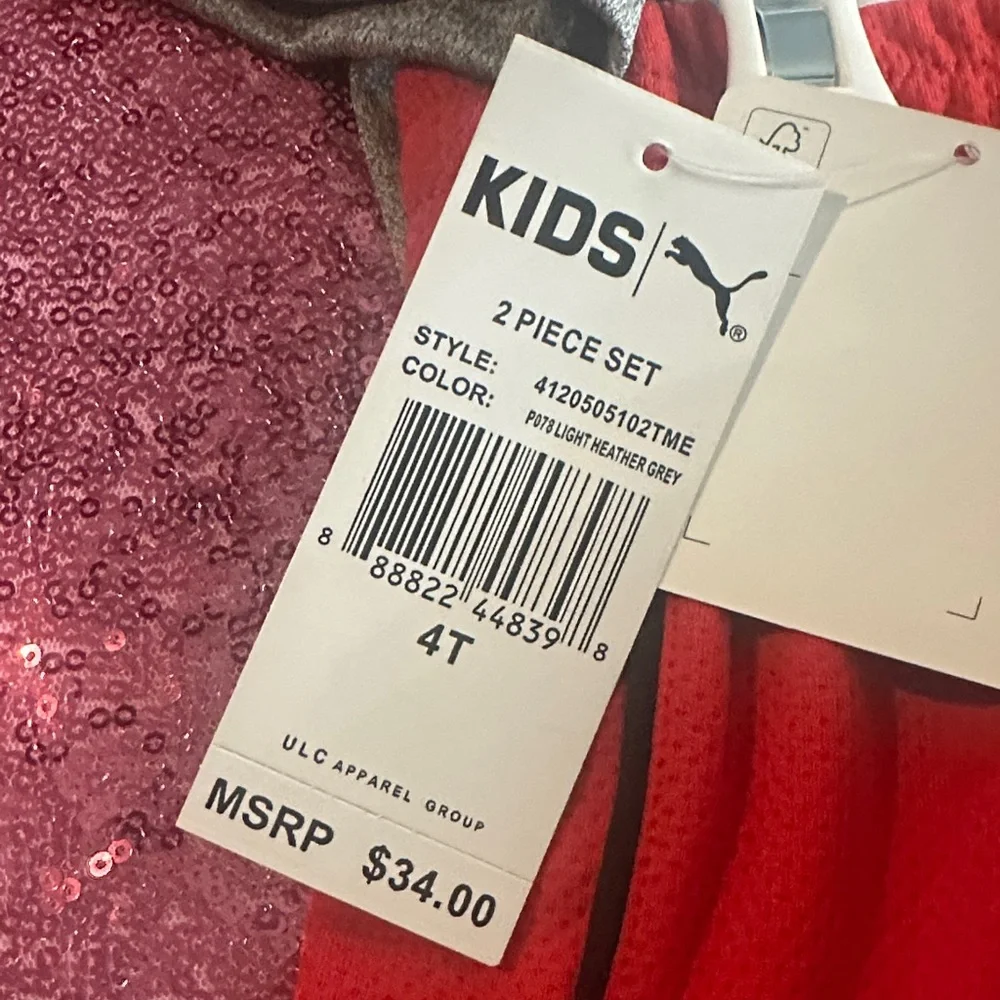 Puma Gray Logo Tee and Red Shorts Kids Pajama Set - Picture 3 of 3